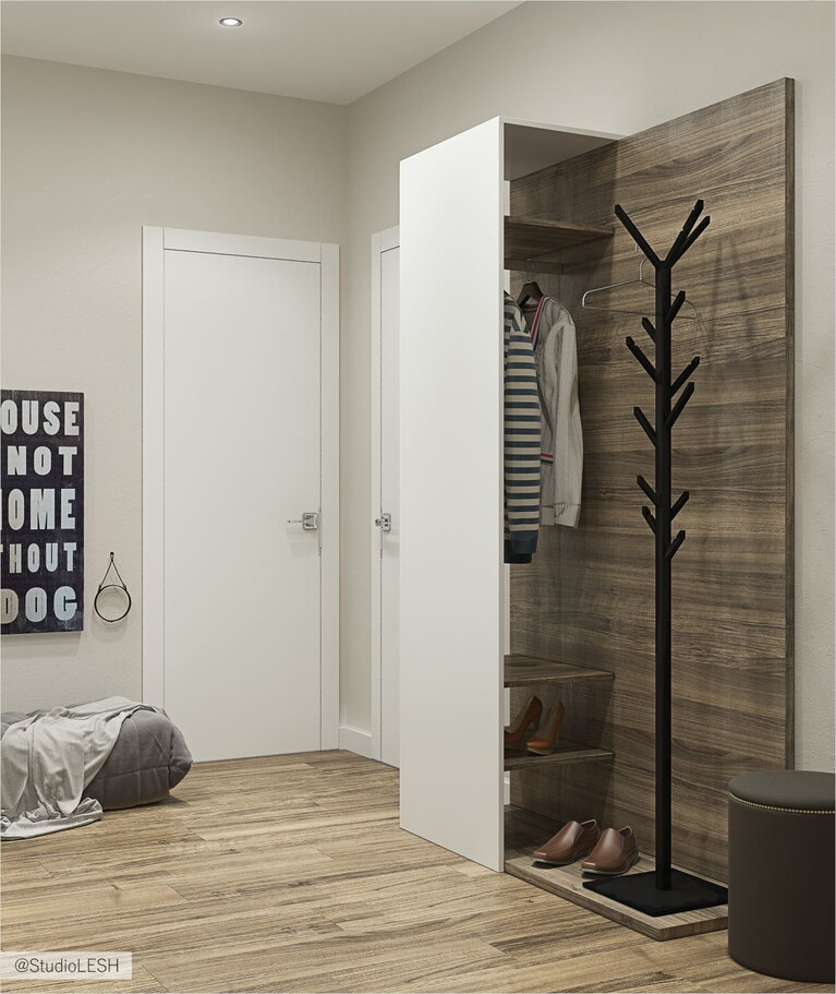 Оформление вешалки для курток в квартире 