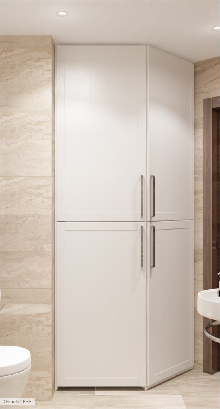 угловой шкаф в ванной комнате