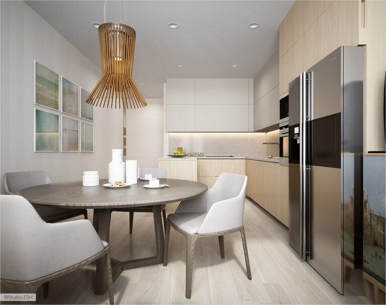 необычная люстра на кухне