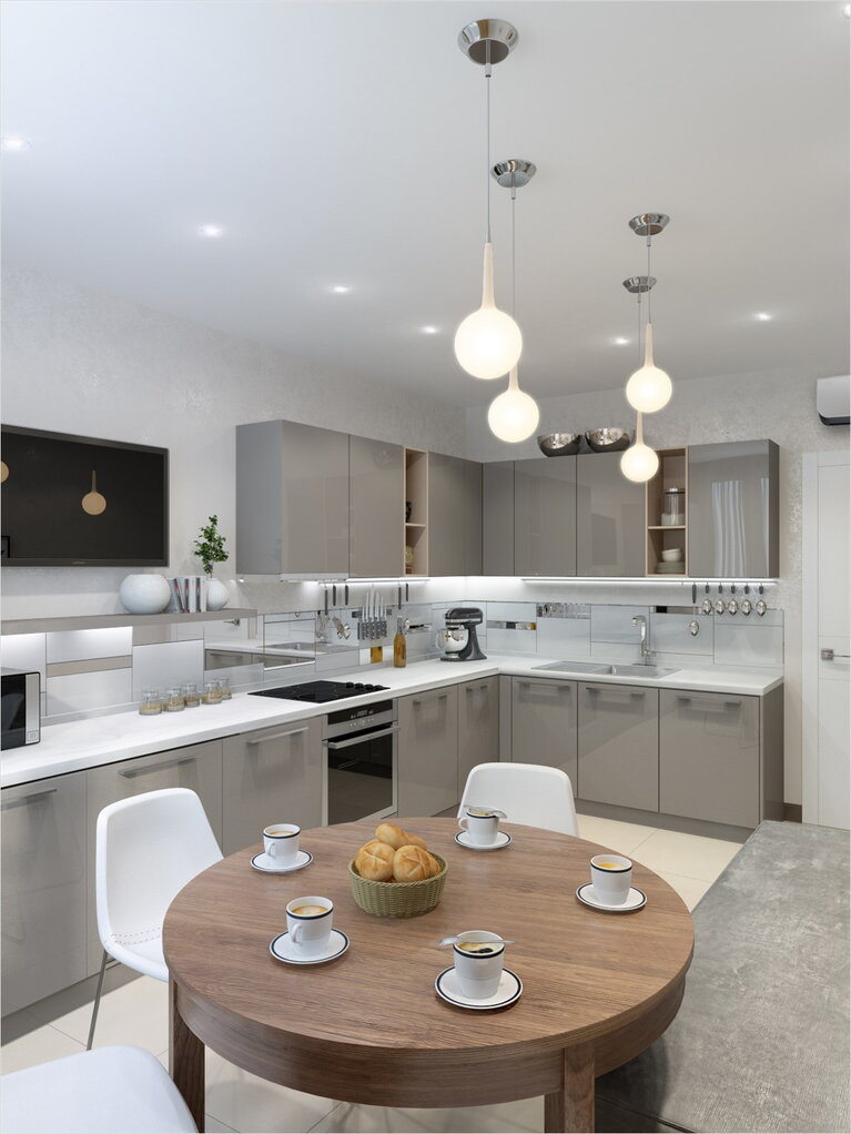 светлосерая кухня