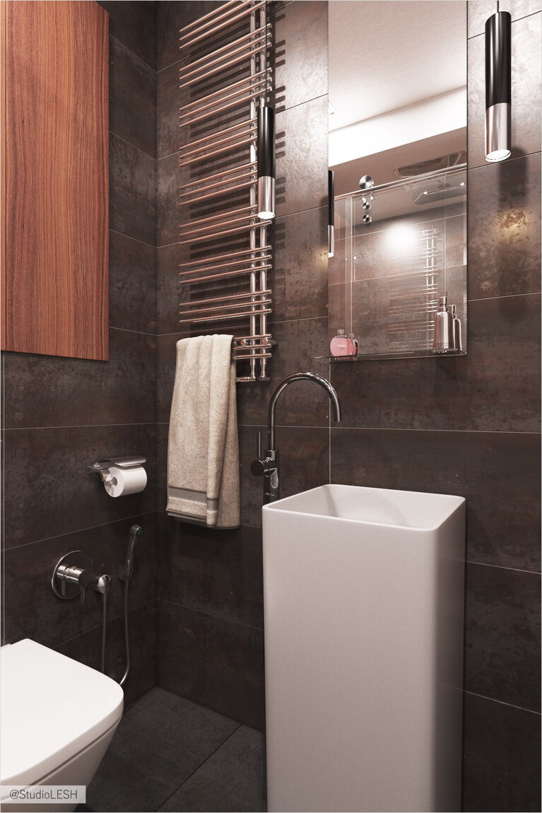 Ванная в темно-коричневых тонах