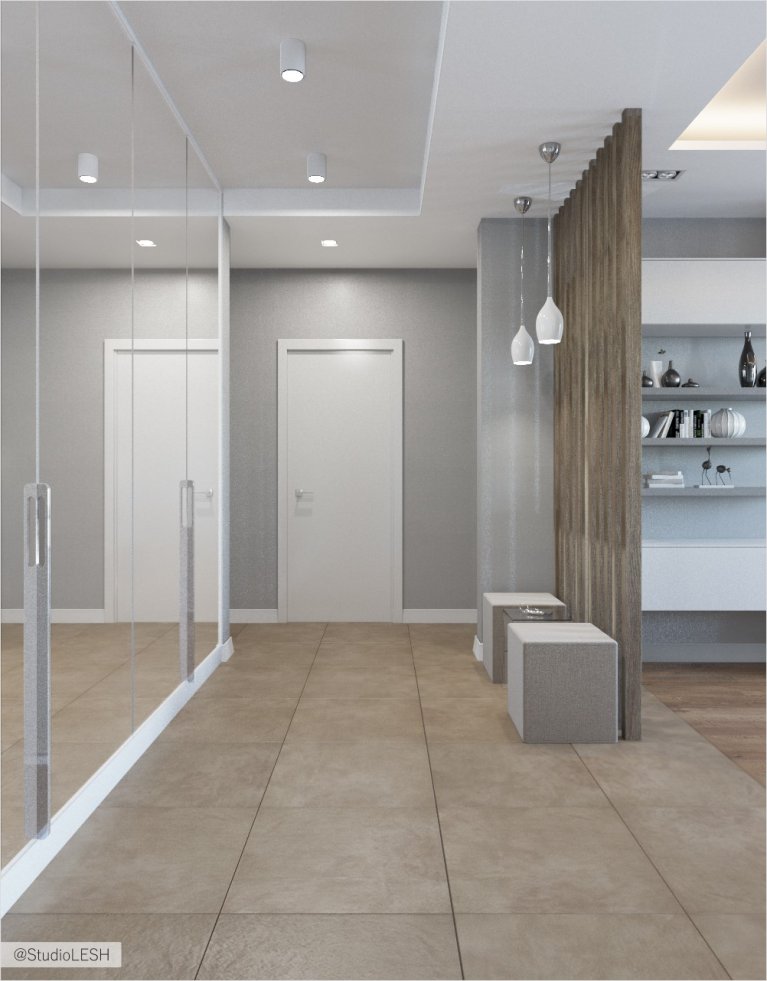 Коридор зеркальный шкаф