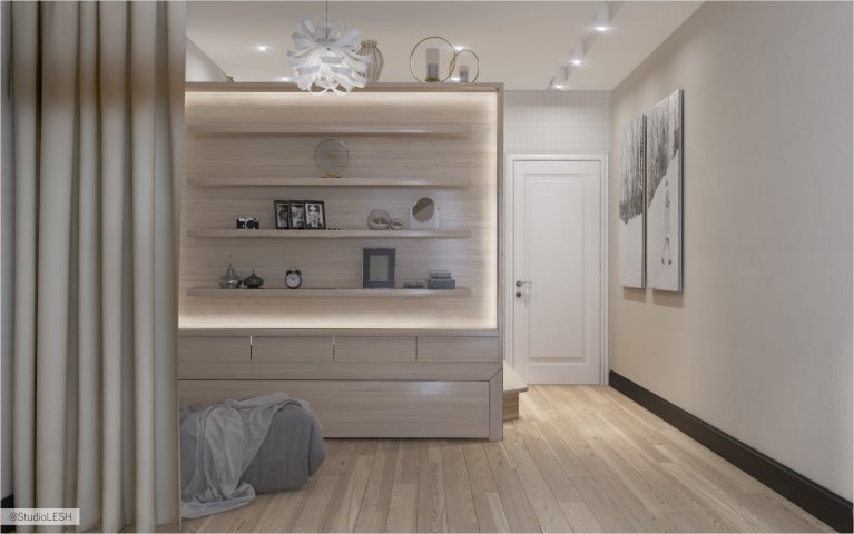 Гостиная стеллаж с полками