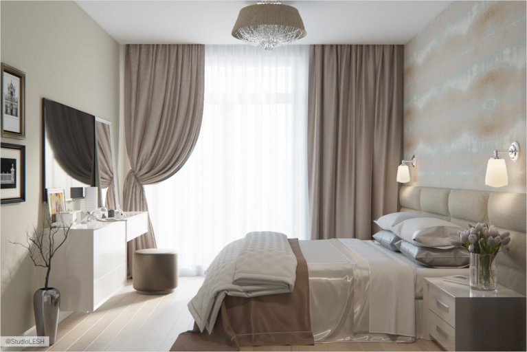 Спальня большая кровать