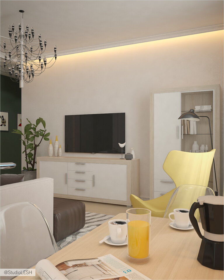 Гостиная столовая в современном стиле