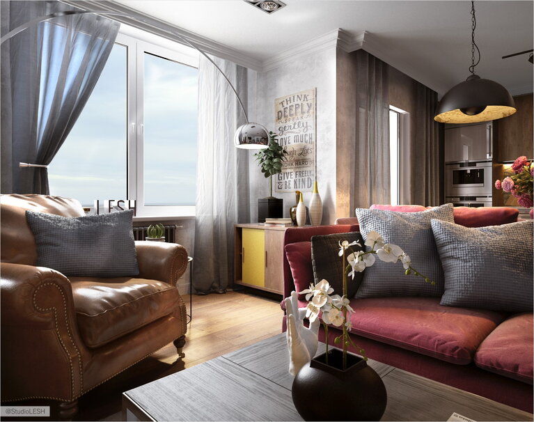 Гостиная кожаное кресло