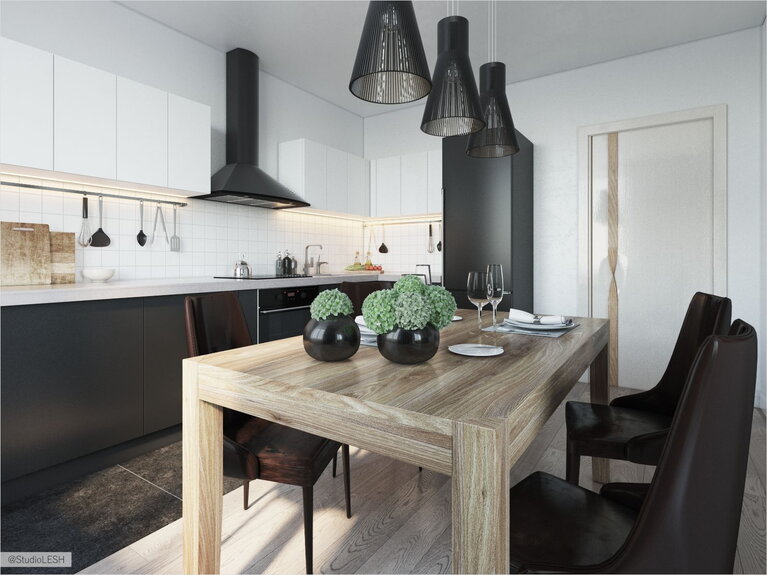 Кухня строгий интерьер