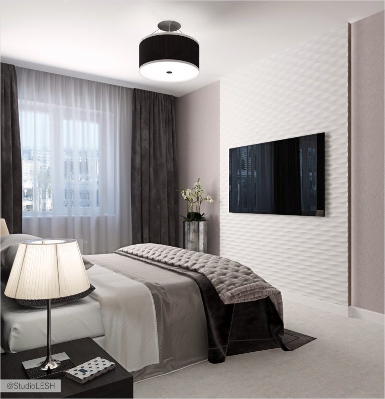 Спальня телевизор на стене