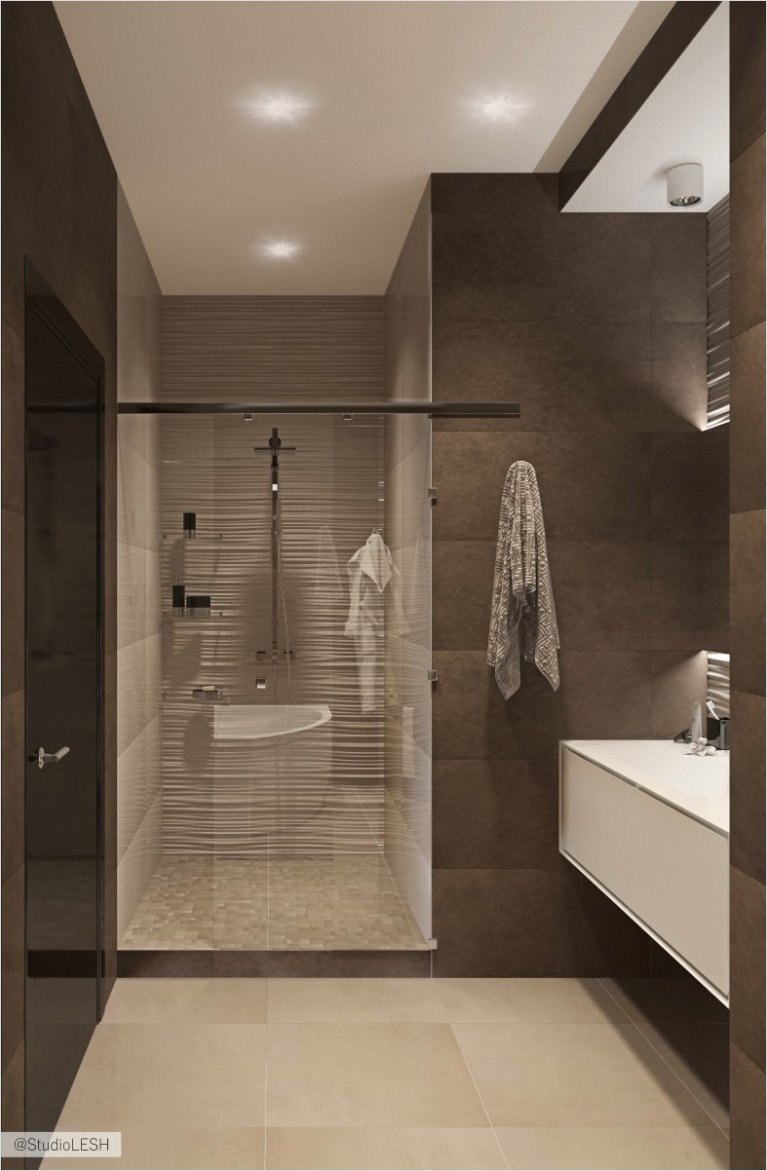 Темная ванная душевая кабина