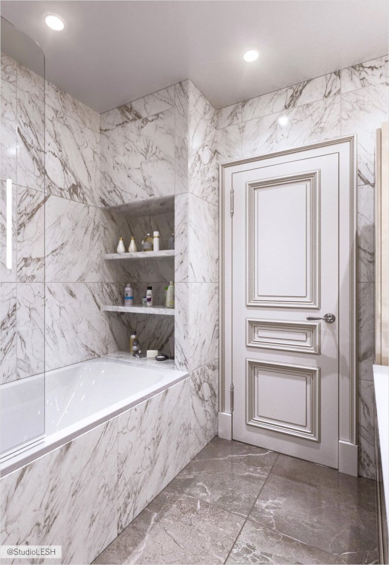 Ванная ниша с полками