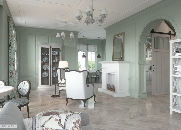 Гостиная загородного дома в Санкт-Петербурге