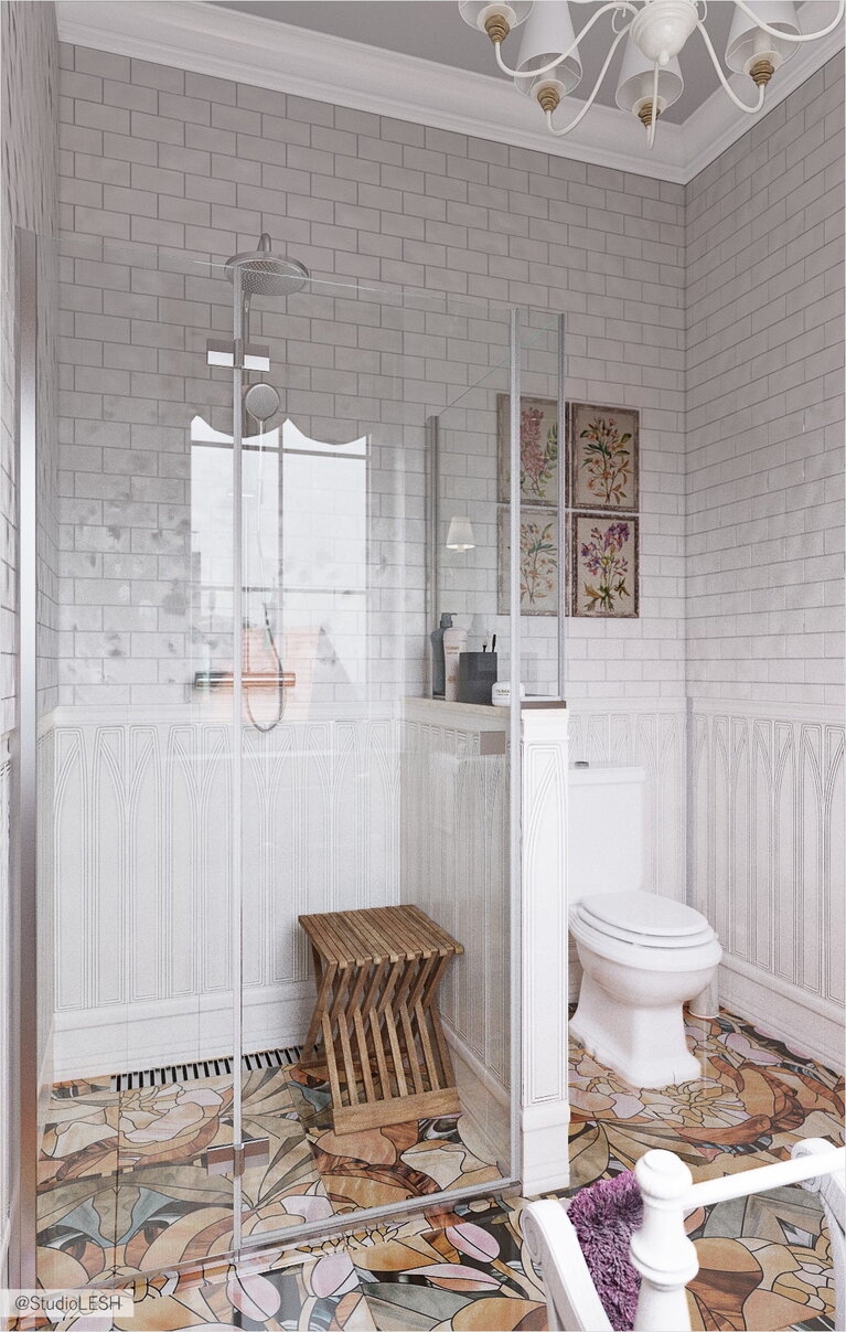 Ванна загородного дома в классическом стиле