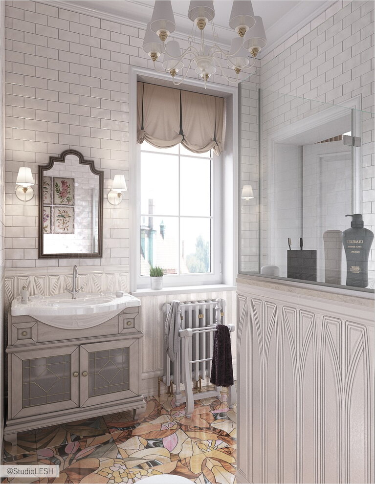 Ванна загородного дома в классическом стиле