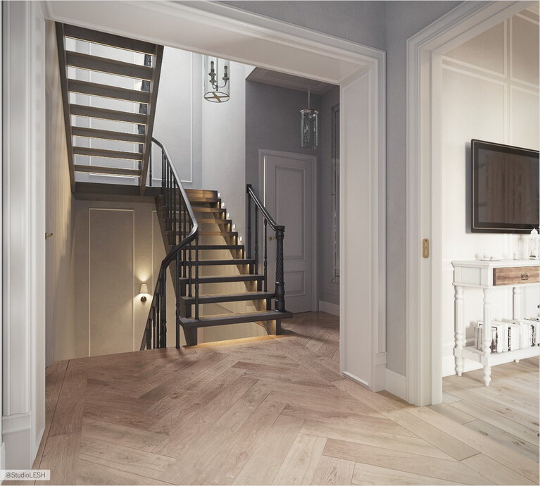 Лестница загородного дома в Гатчина