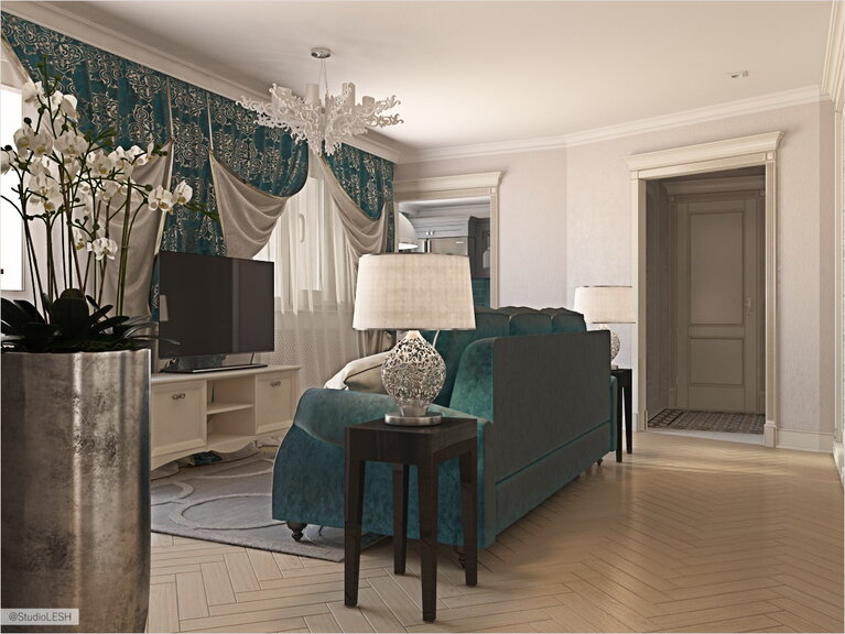 Роскошная гостиная в классическом стиле