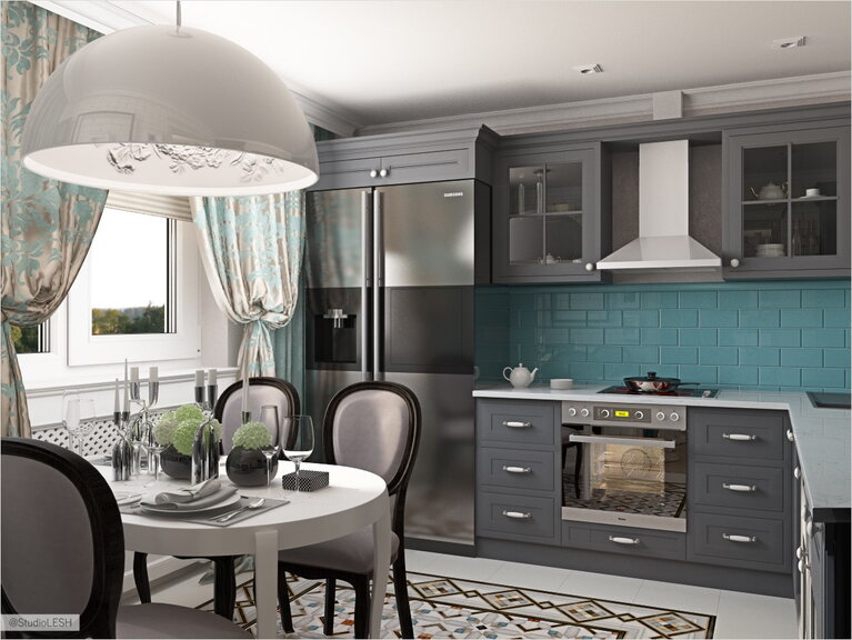 Кухня в холодных тонах