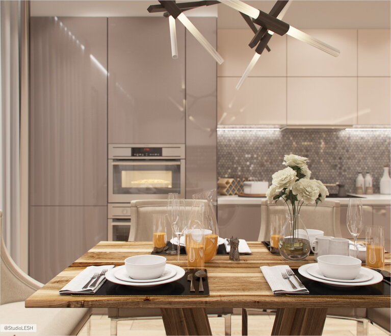 Обеденная зона в кухне-гостиной