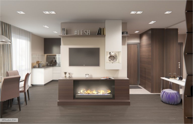 Контрастная кухня-гостиная