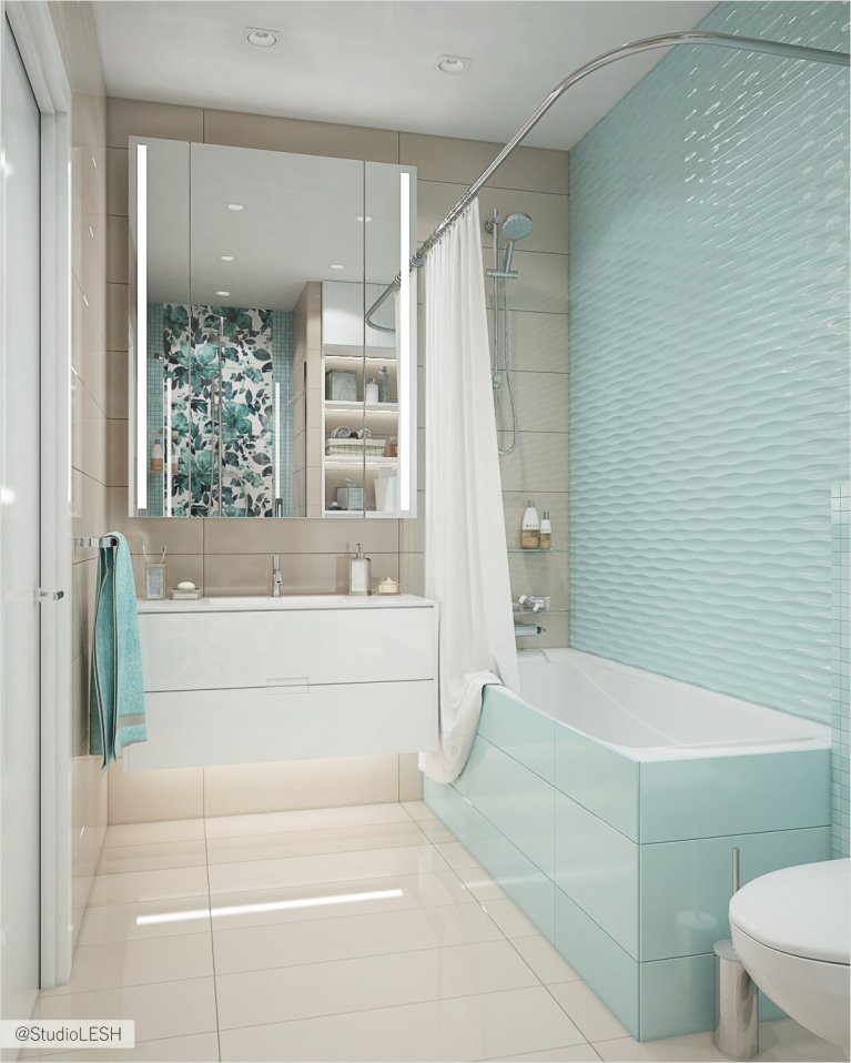 Мятная ванная комната