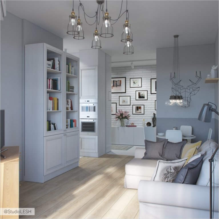 Гостиная с элементами лофт