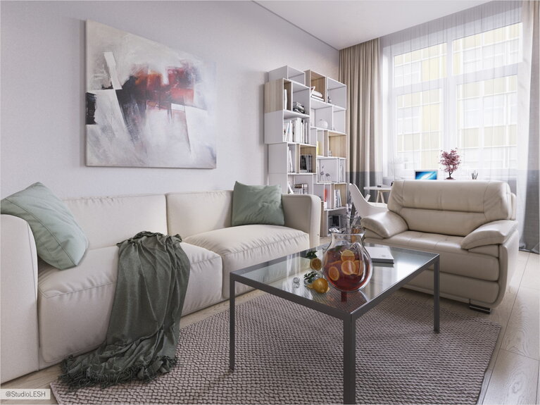 Светлый кабинет в современном стиле