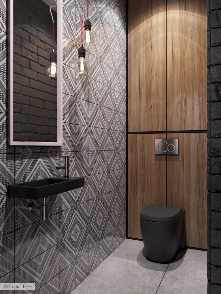Темный санузел в современном стиле