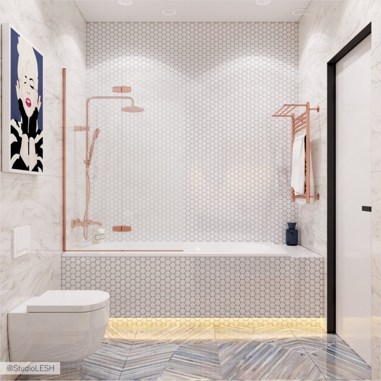 Светлая ванная комната в стиле поп-арт