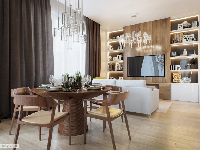 Столовая в гостиной