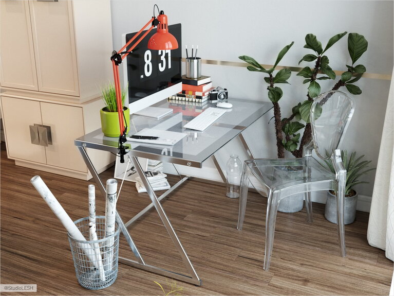 Рабочее место в гостиной