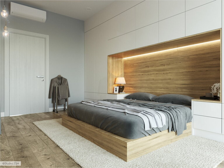 Дерево в дизайне спальни