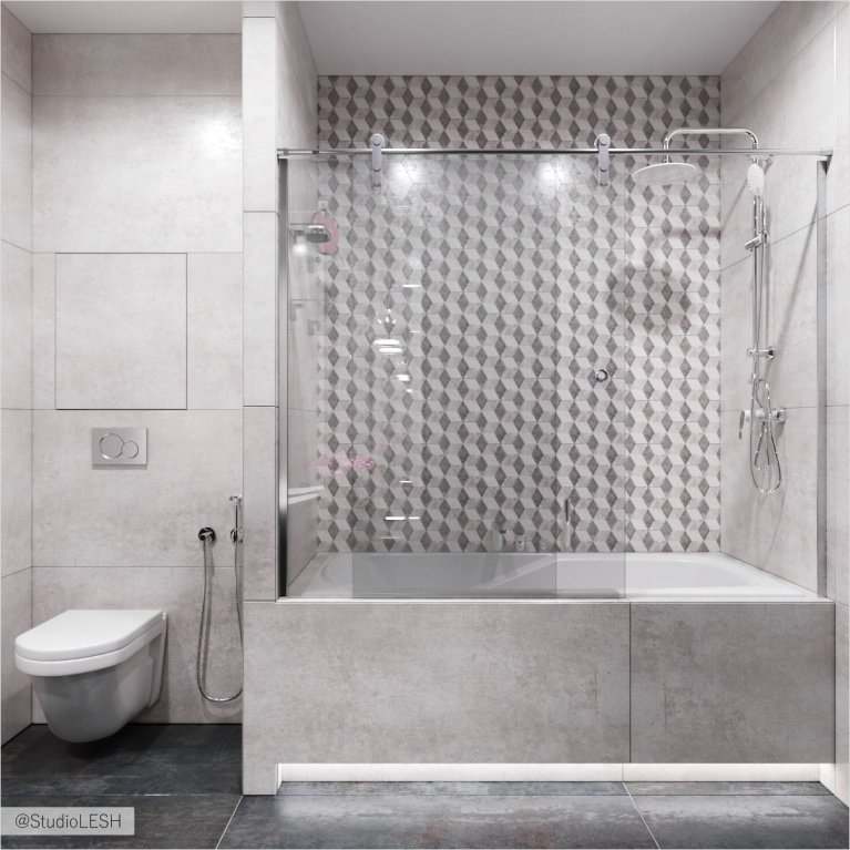 Ванная в пудровых тонах