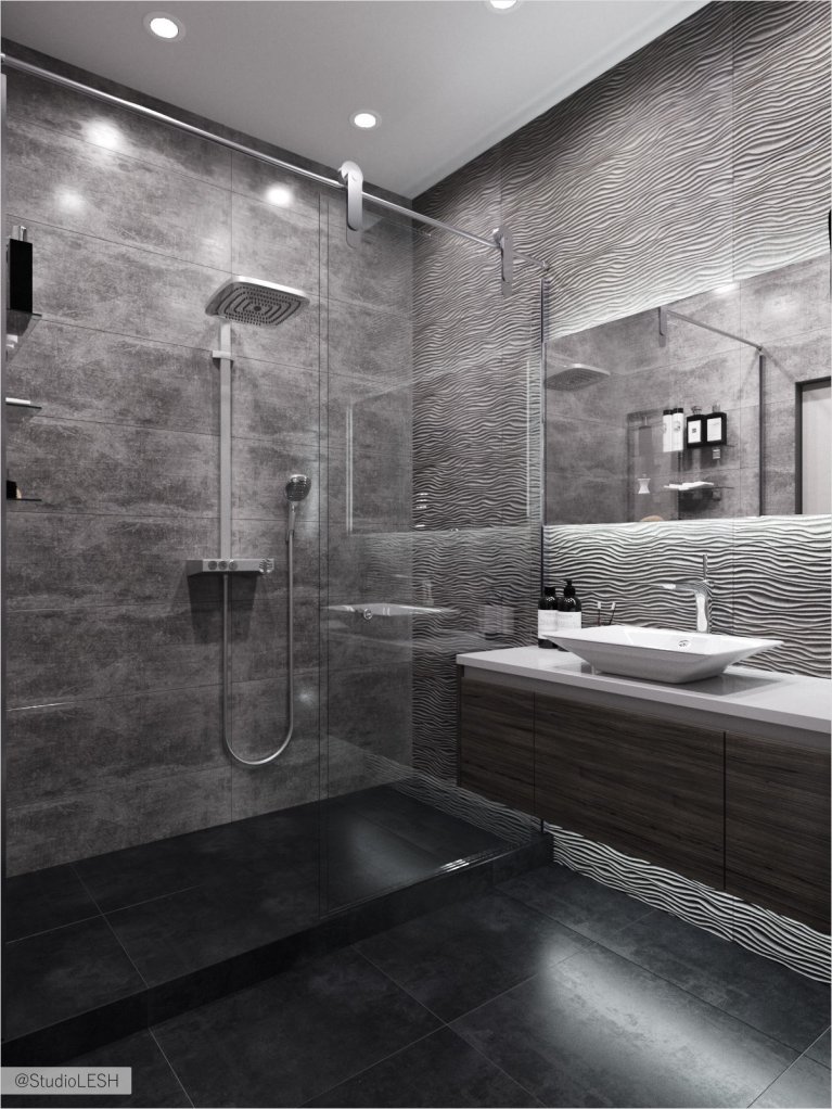Серая ванная комната