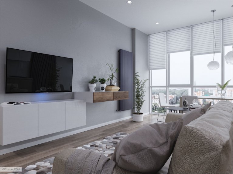 Светлая кухня-гостиная