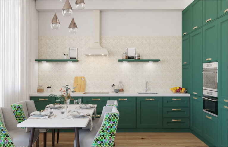 Зеленая кухня в интерьере