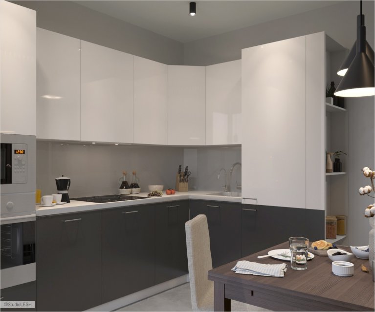 Черно-белая кухня