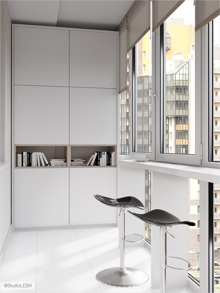 Минималистичный интерьер балкона