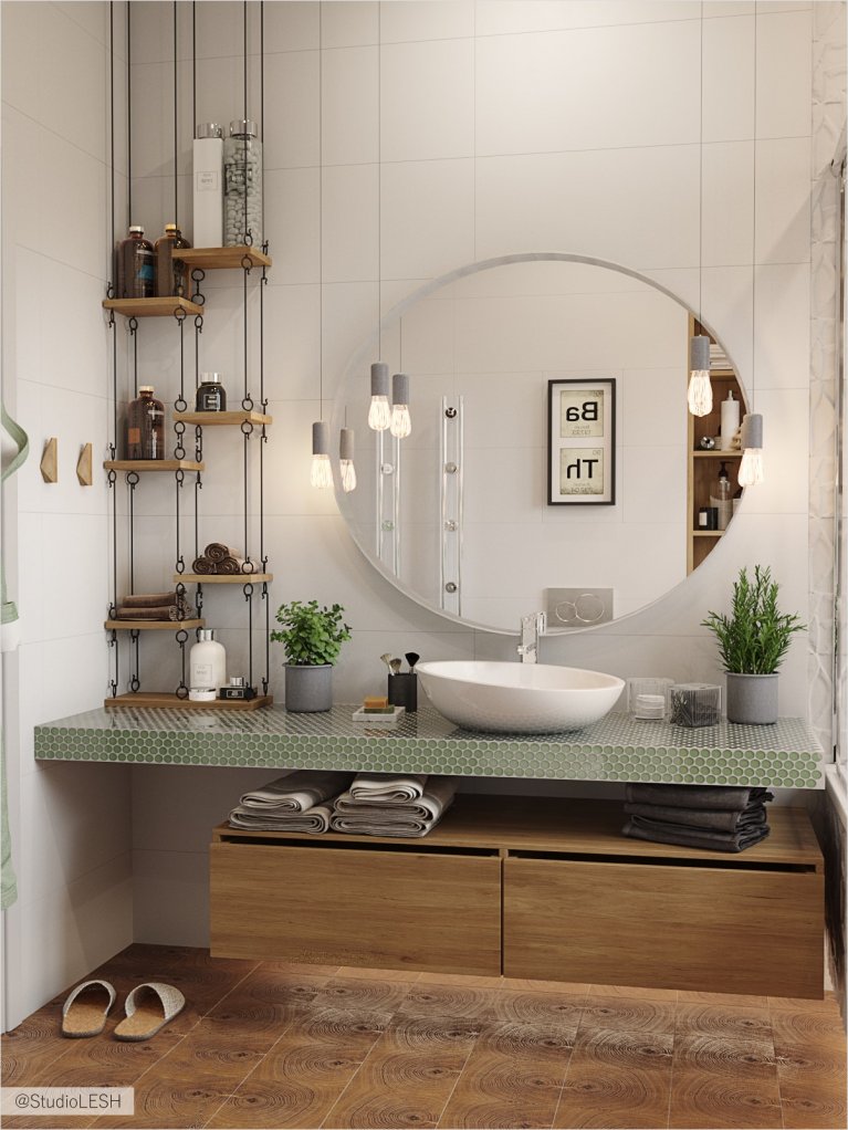 Деревянная тумба в ванной