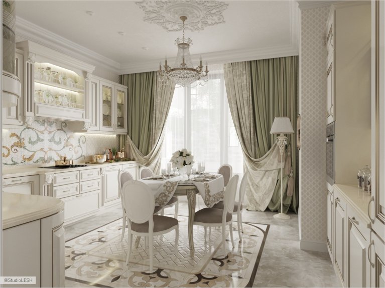 Светлая кухня в классическом стиле