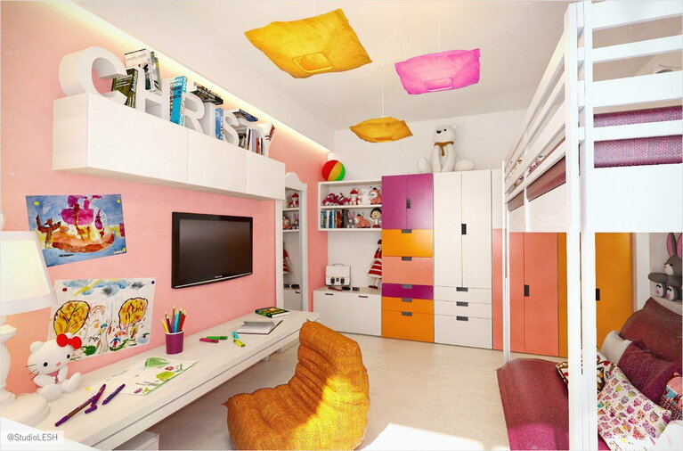 Дизайн интерьера детской для девочки