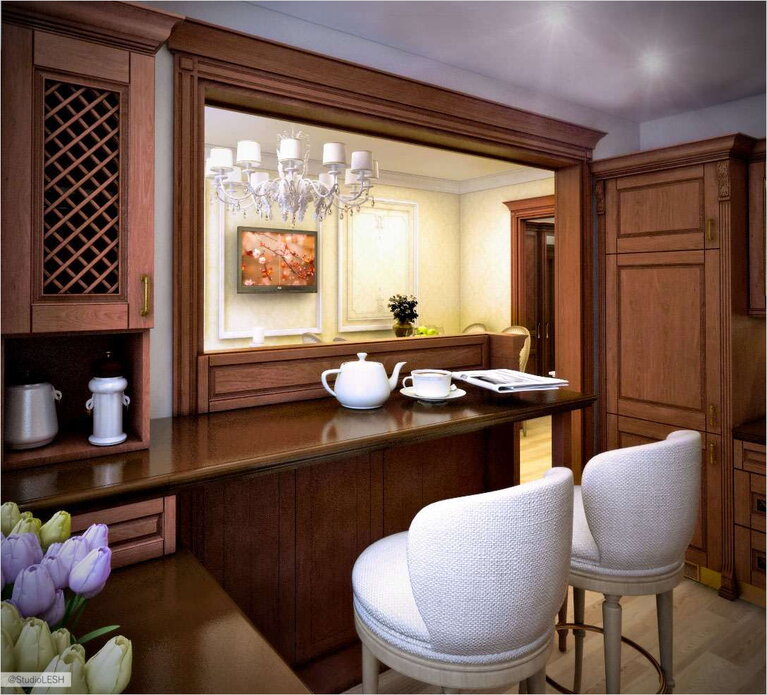 Дизайн проект барной стойки в гостиной