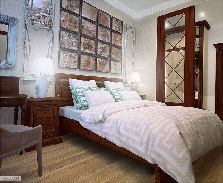 Дизайн интерьера спальни, классический стиль