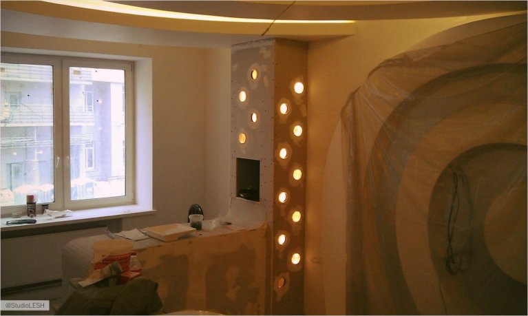 Барная стойка из гипрока с подсветкой