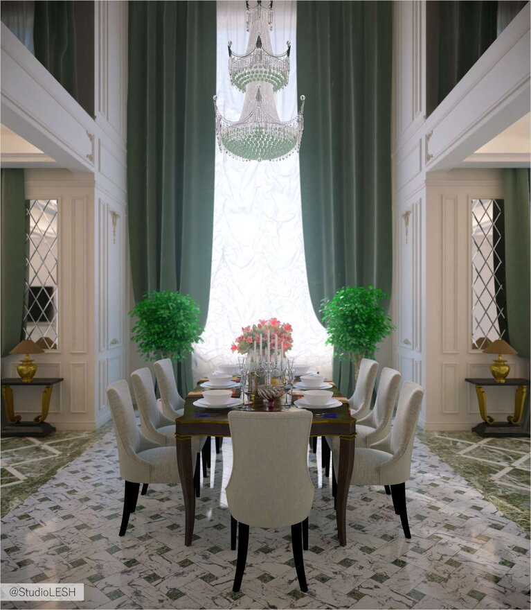 Дизайн интерьера шикарной столовой