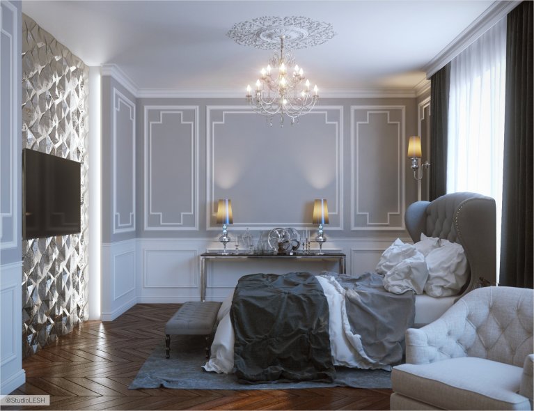 Дизайн интерьера спальни в классическом стиле