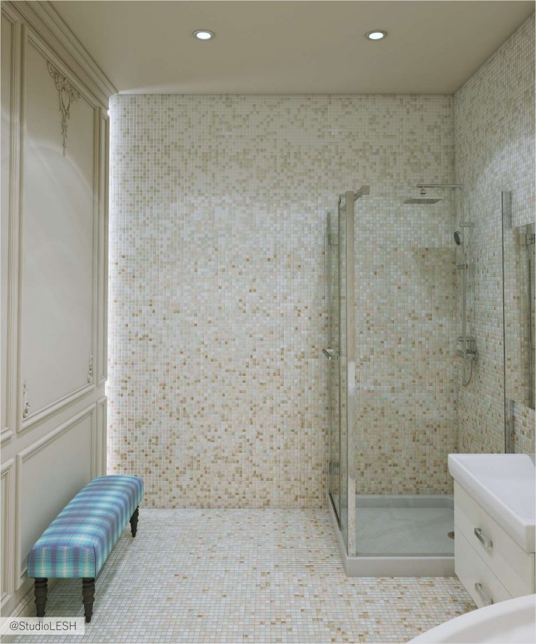 Дизайн проект ванной комнаты, душевая кабина