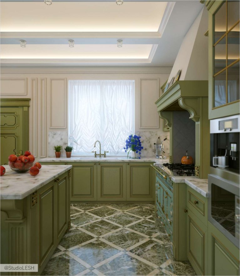 Дизайн интерьера кухни в классическом стиле 