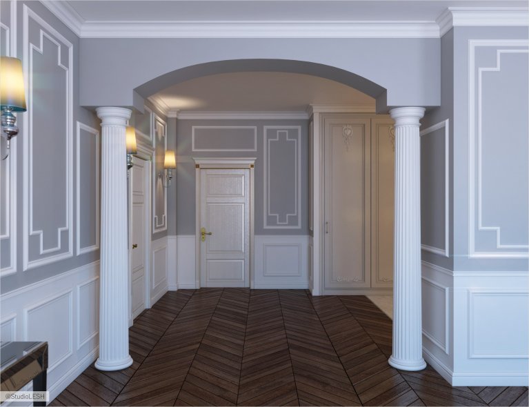 Дизайн интерьера арки у входа в спальню