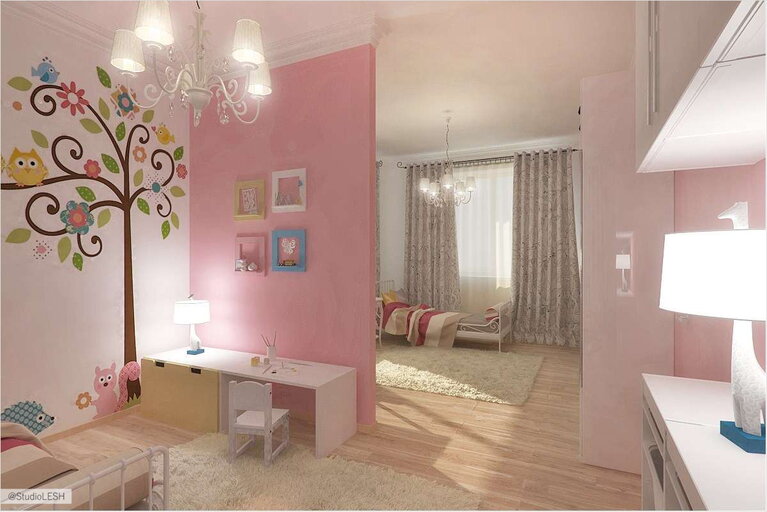 Дизайн интерьера детской комнаты для девочки