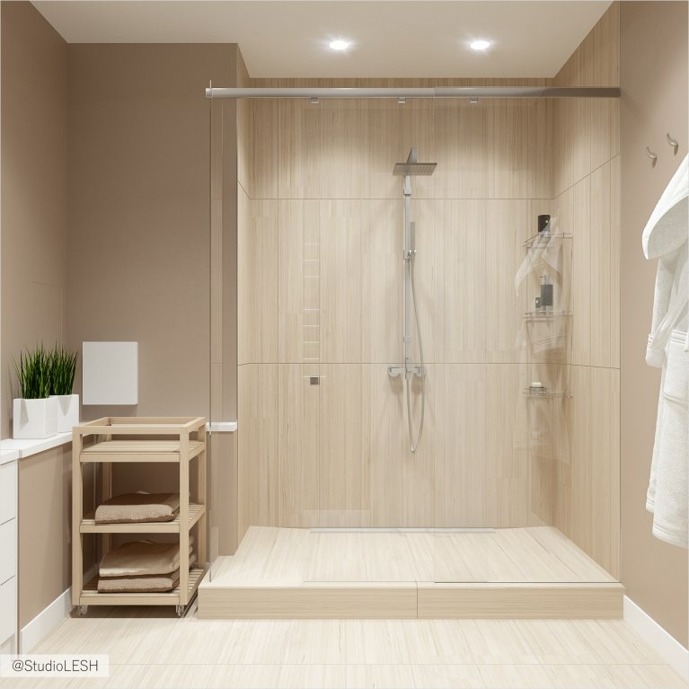 Стеклянная душевая в ванной комнате