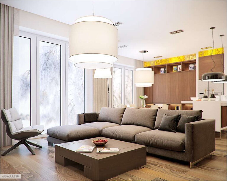 Дизайн интерьера гостиной, диаван